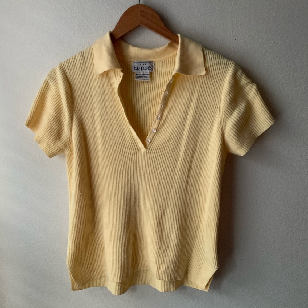 Vintage Yellow Short Sleeve Polo Top - Picture 6 of 13